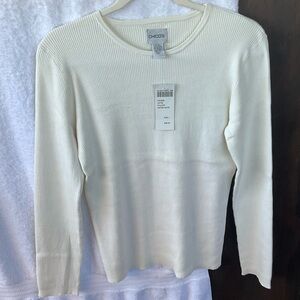Chico’s Apparel Lottie L/S CRWSWTR Winter White; NWT; M/8